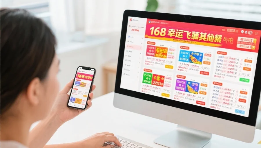 用户正在使用电脑和手机查看不同类型的彩票开奖信息，环境明亮，界面清晰对比168幸运飞艇与其他主流彩票